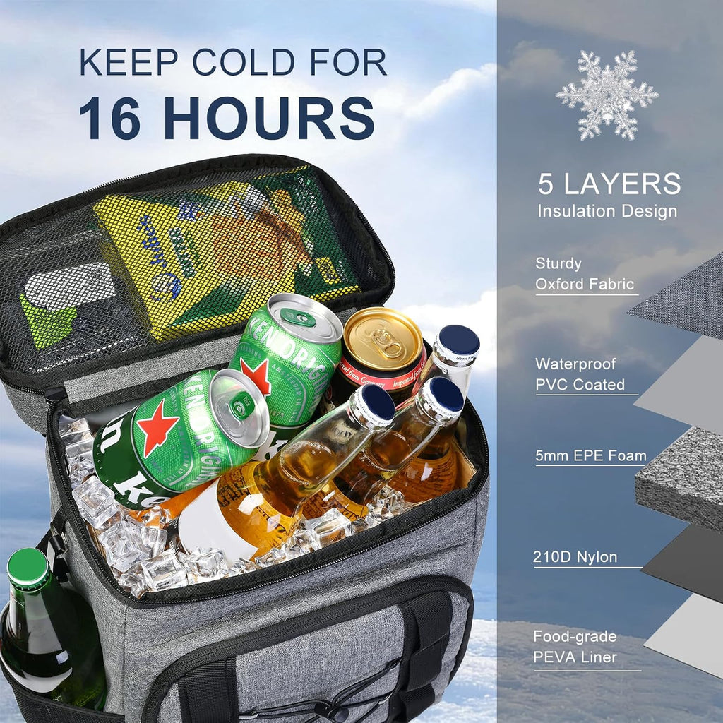33 Cans Insulated Backpack Cooler - Leakproof Waterproof Lightweight Soft Coolers Bag for Camping Picnic Hiking Beach and Lunchbox Backpacks Bags-Leak Proof Ice Chest Back Pack