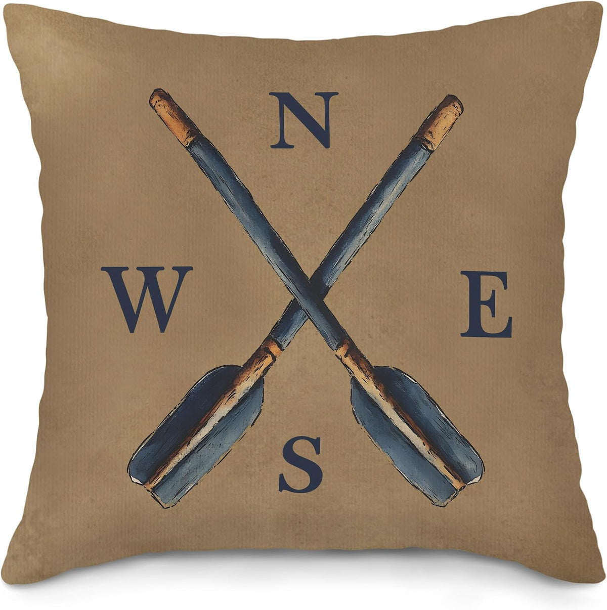 Vintage Lake Paddle Throw Pillow Covers, Rustic Paddles Pillow Case Cover for Sofa Bed Couch, Lake House Decor, Retro Farmhouse Paddle Cushion Cover Case for Bedroom, 18x18 Inch