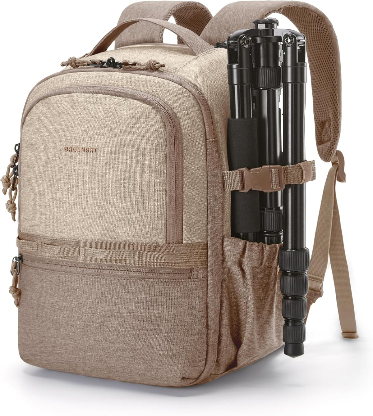 BAGSMART 2 in 1 Small Camera Backpack for DSLR, Fits 12.9" iPad, Camel