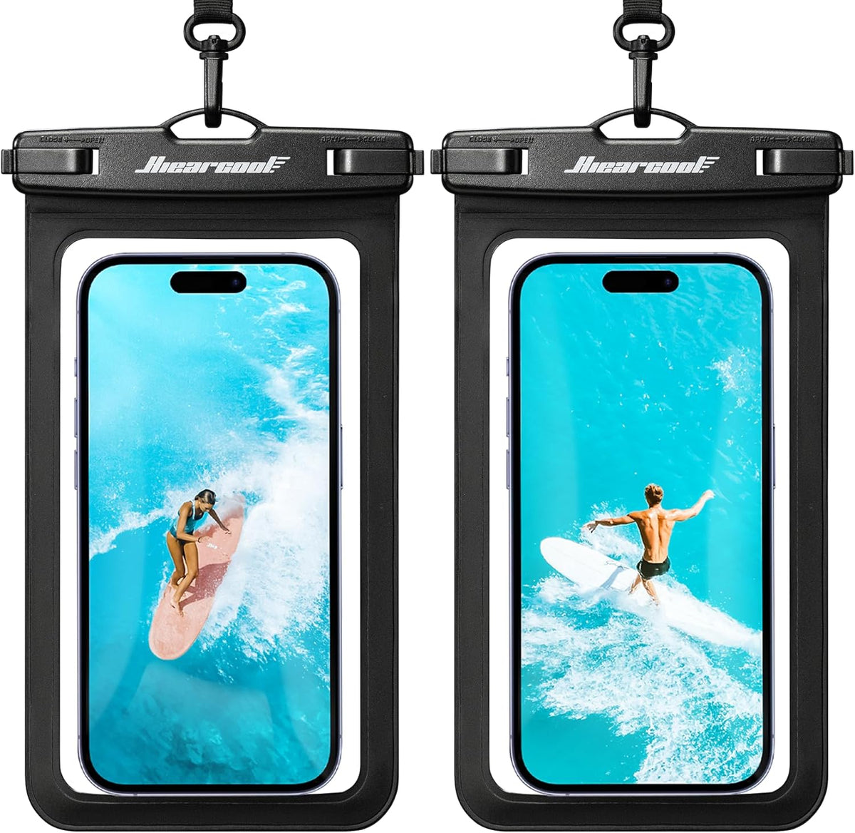Hiearcool Waterproof Phone Pouch, Waterproof Phone Case, 2-Pack Clear