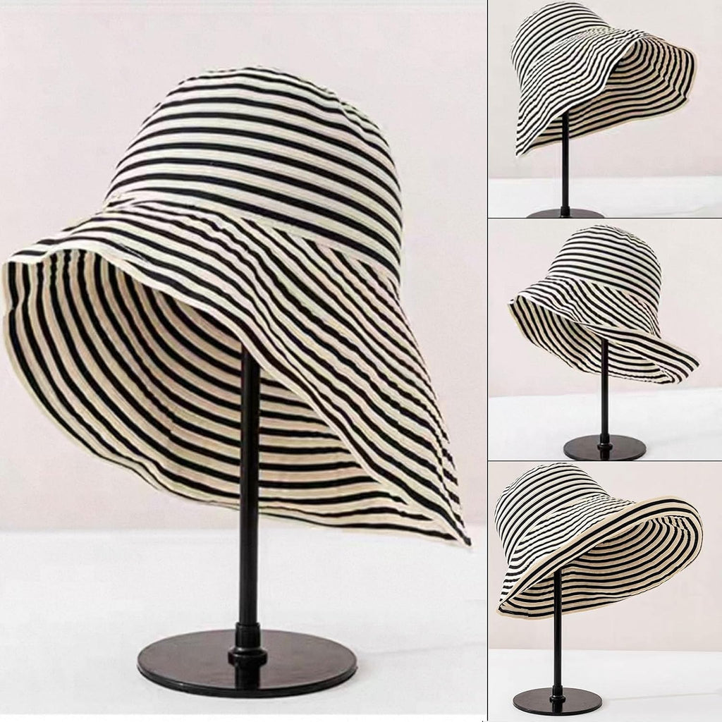 huablo Brim Sun Hats for Women Striped Hat Floppy Packable SPF UPF 50 UV Protection Beach Vacation Hat