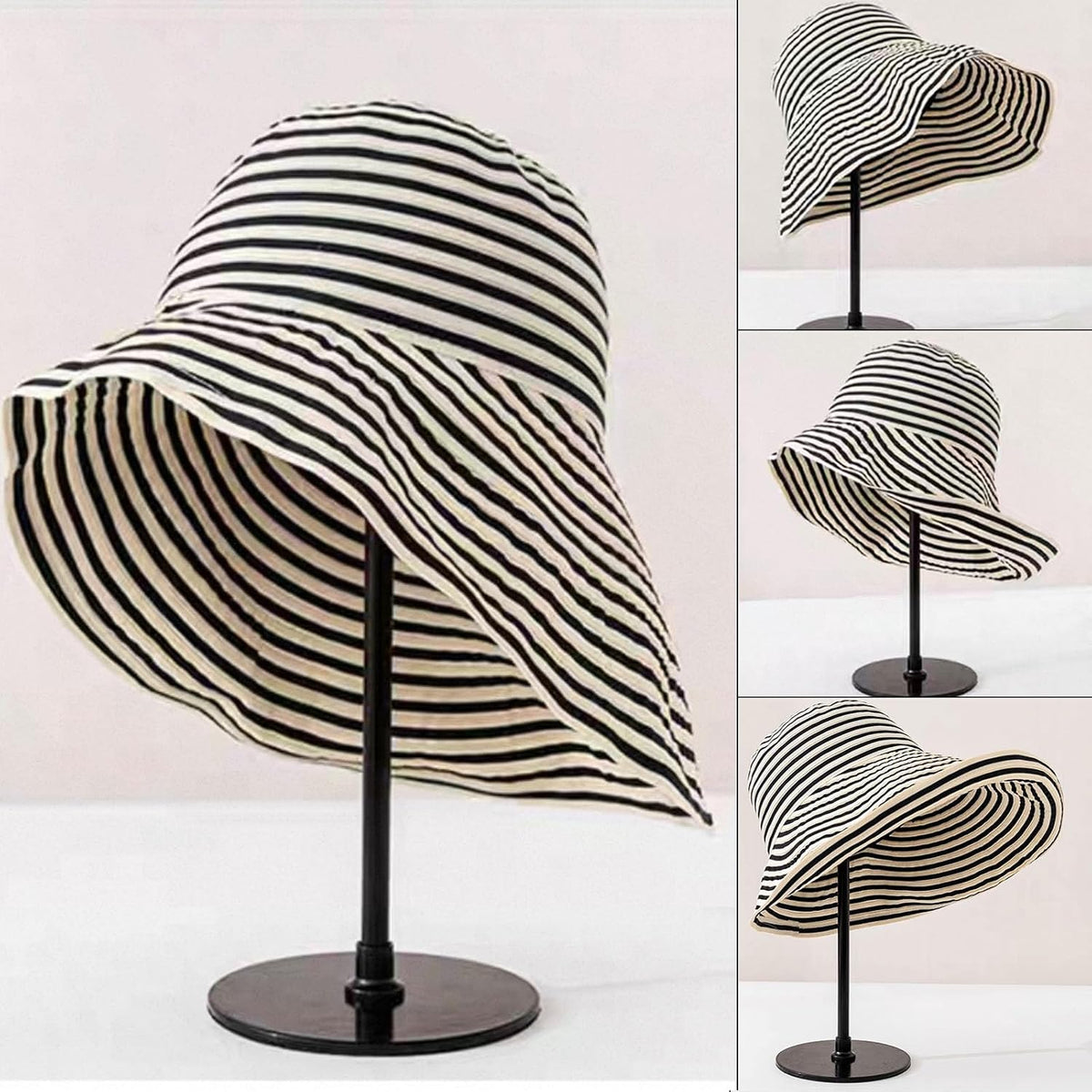 huablo Brim Sun Hats for Women Striped Hat Floppy Packable SPF UPF 50 UV Protection Beach Vacation Hat