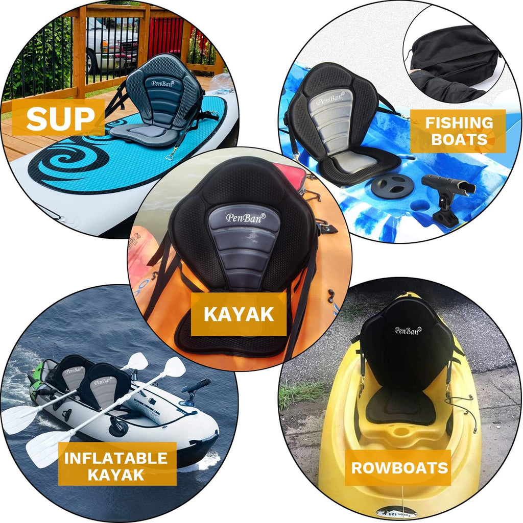 Universal Deluxe Kayak Seat Cushion with Storage Bag for Kayak
