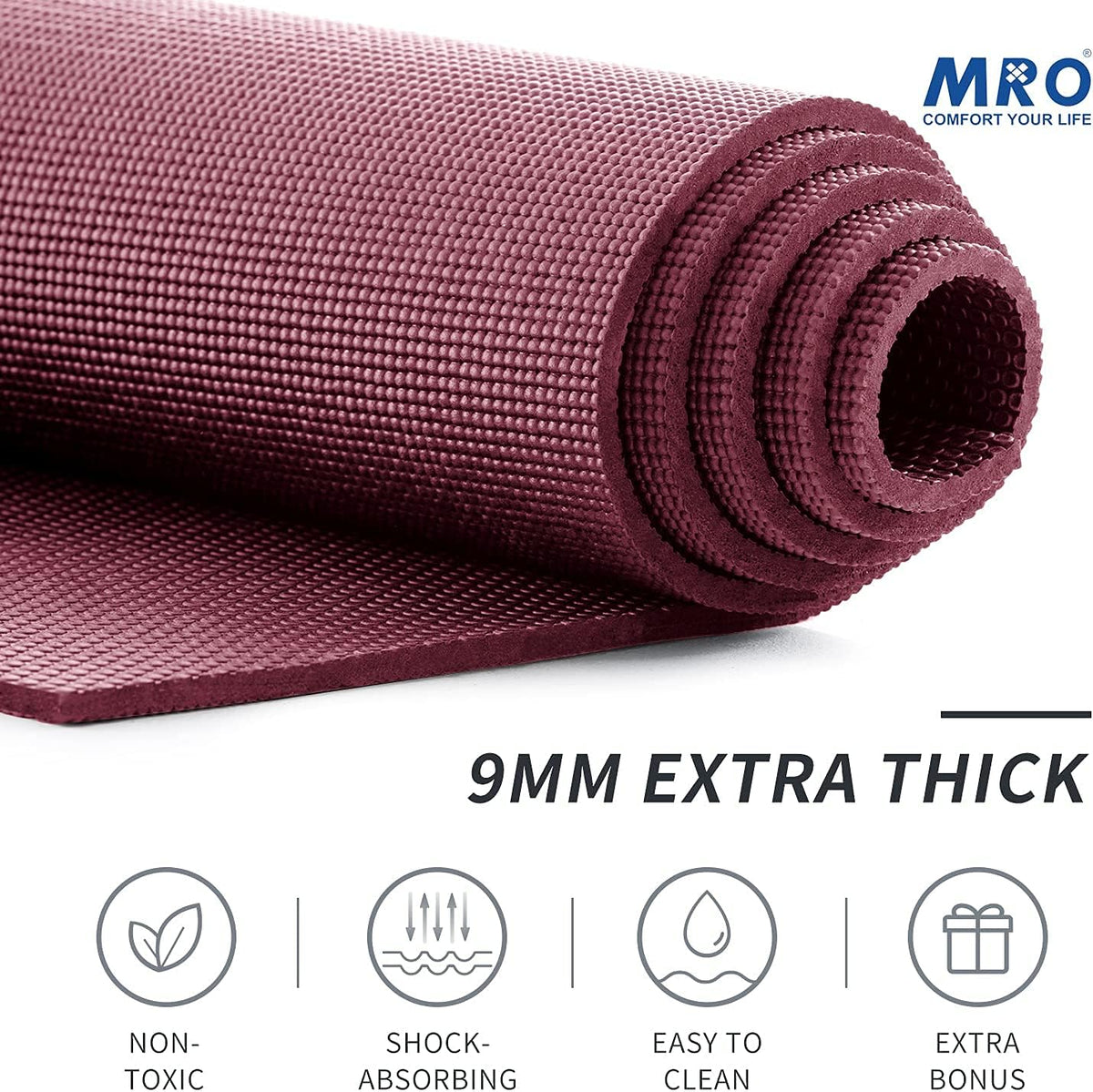 MRO Extra Large Yoga Mat, 12'x6'/9'x6'/7'x5'/6'x4' (9MM)