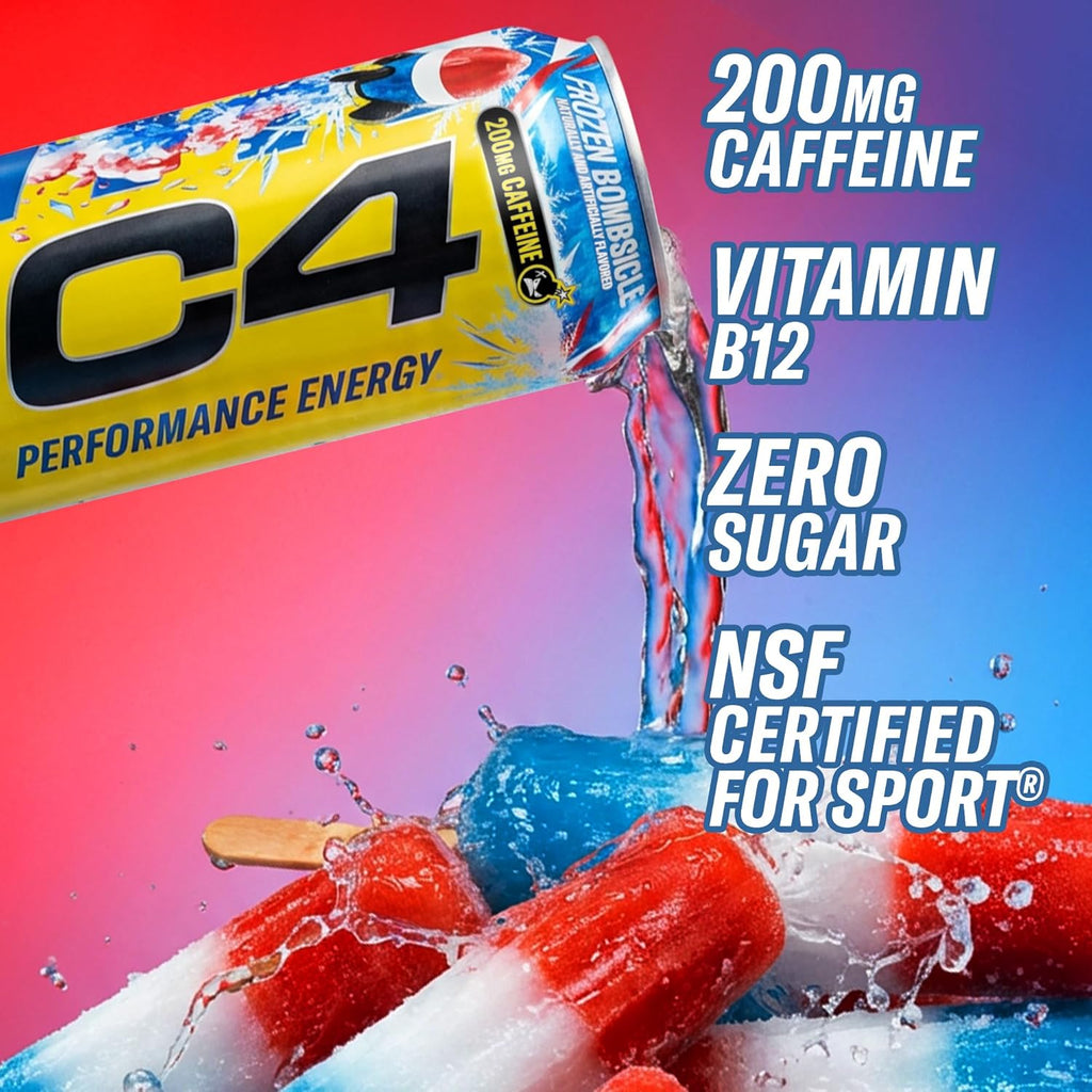 C4 Performance Energy Drink with Zero Sugar, 200mg Caffeine, 16 Fl Oz 12pk