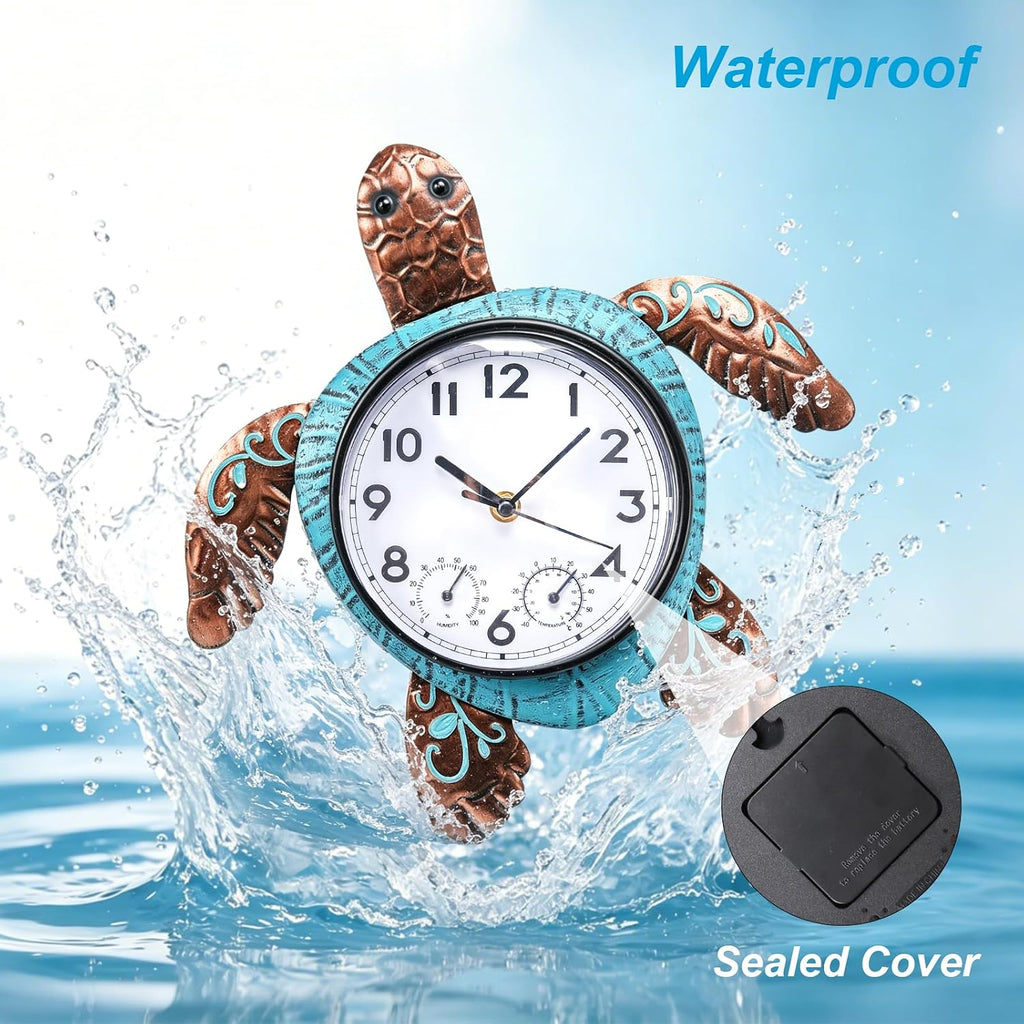 MUMTOP Turtle Outdoor Clock Waterproof for Patio Pool Garden Home