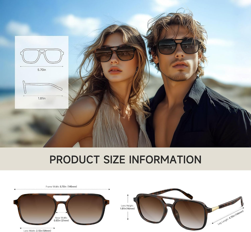 Retro Aviator Sunglasses for Women Men,Trendy Polarized Sun Glasses