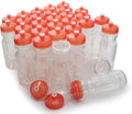 Rolling Sands Reusable Bulk Water Bottles 30 Pack - 24 Oz Sports Water Bottles, USA Made, BPA-Free, Wide Mouth for Easy Cleaning, Break Resistant - Translucent Clear Bottle/Orange Lid