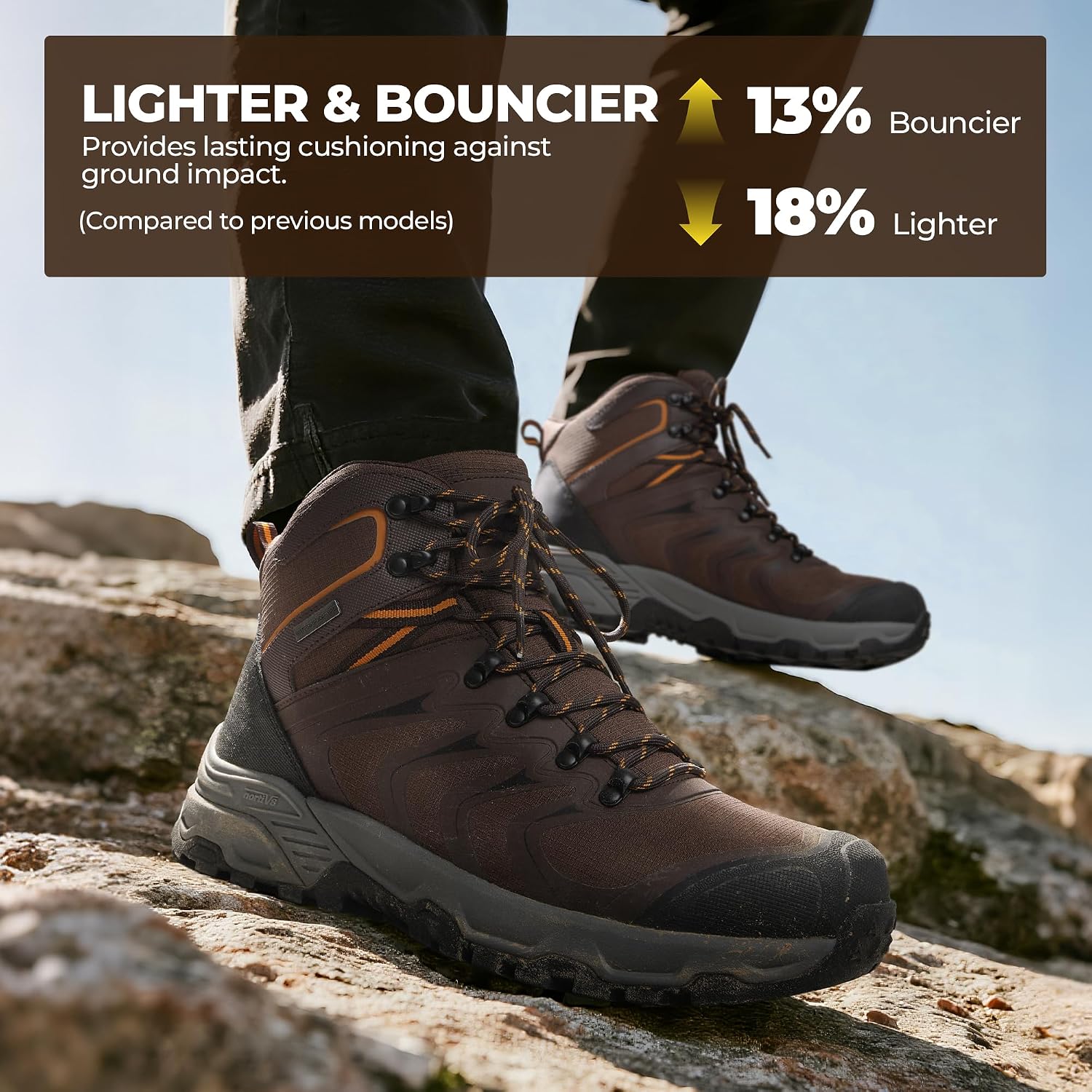 NORTIV 8 Men's Waterproof PRO Hiking Boots Outdoor Lightweight Non-Slip Arch Support Trekking Camping Ankle Boots Armadillo Update