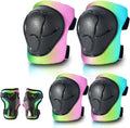 Skateboard Pads for Kids,Elbow Pads and Wrist Guards Protective Gear,Strong Double Straps&Adjustable Easy-Fix Clips for Skateboarding,Rollerblading,Scooters,Bicycle