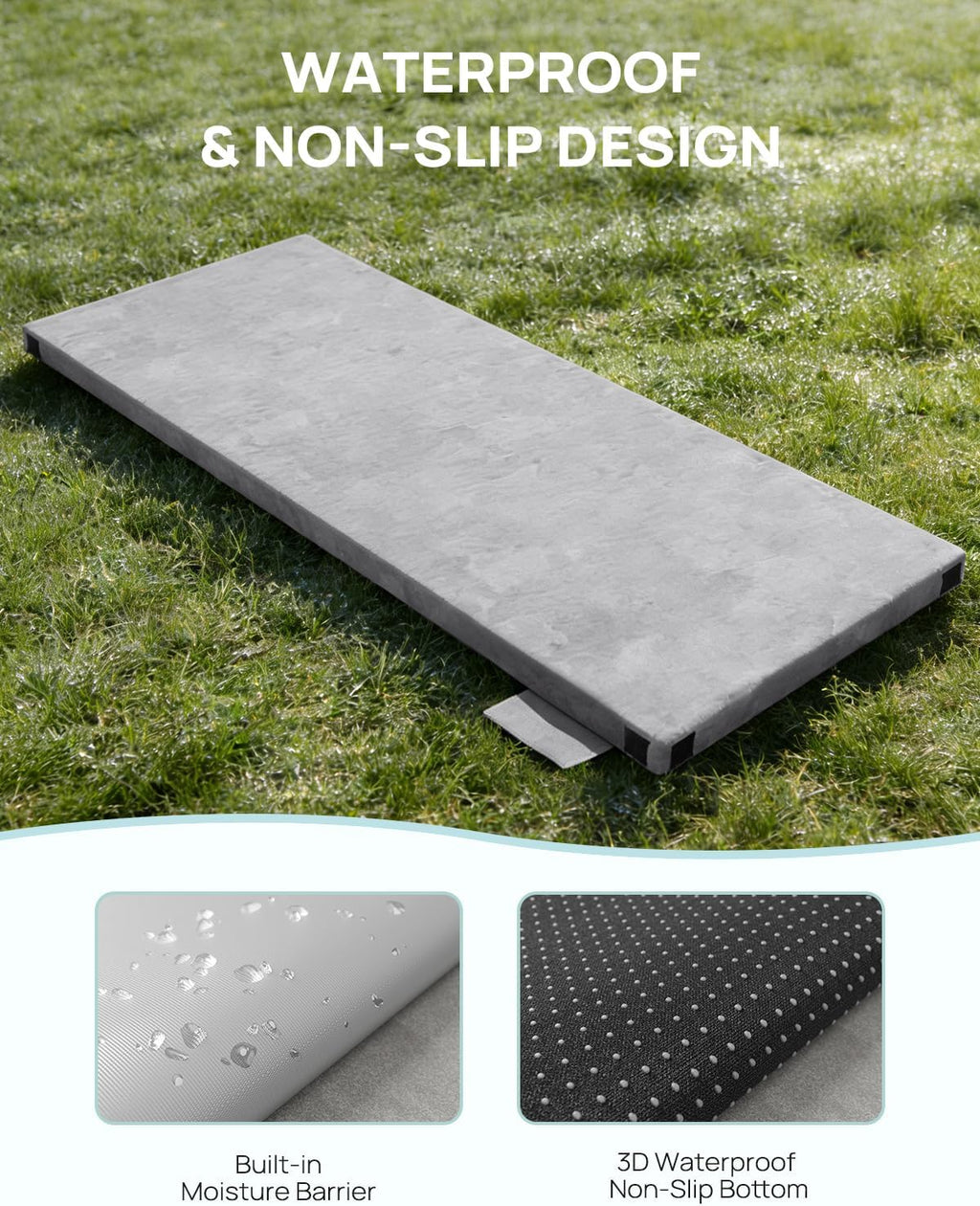 Releep 3 Inch Dual-Sided Memory Foam Camping Mattress, Waterproof Camping Sleeping Pad with Portable Pillow & Carry Bag, Roll Up Cot Mattress Mat for Guest Bed/Car/Tent