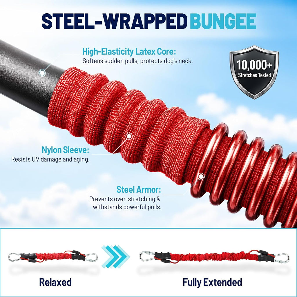 50FT Dog Zip Line System for Large Dogs Up to 300lb