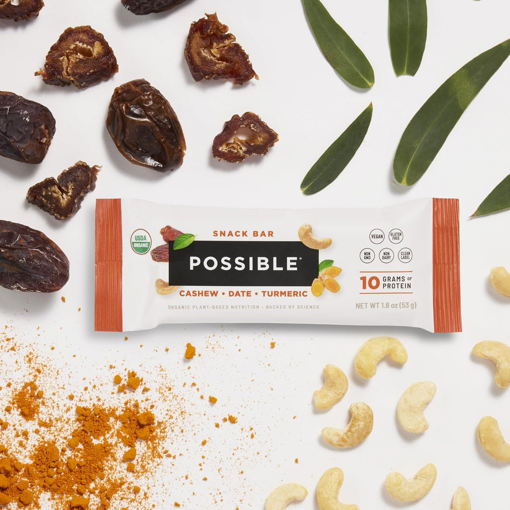POSSIBLE Snack Bar, Cashew Date Turmeric, 12 Count (Pack of 1)