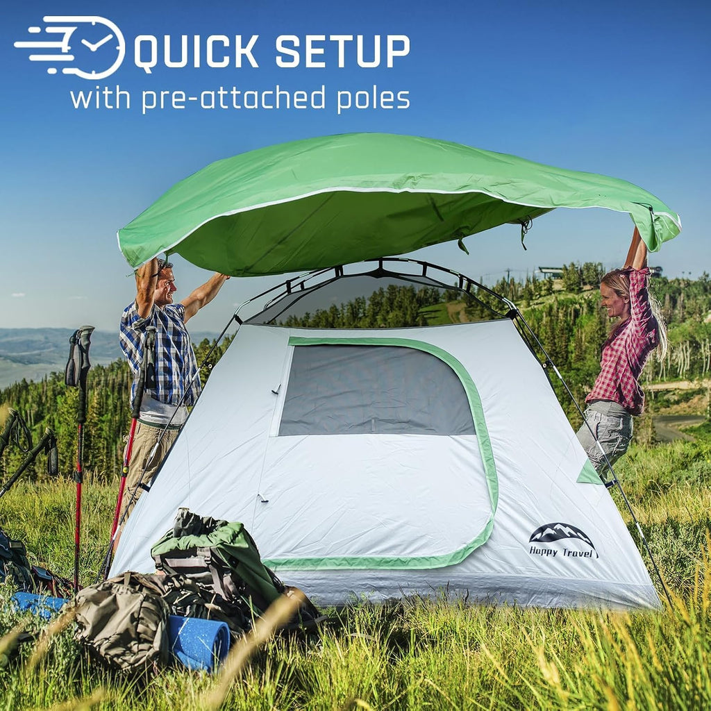 Happy Travel Camping Tent, 4/6 Person Dome Tents for Camping with Rainfly