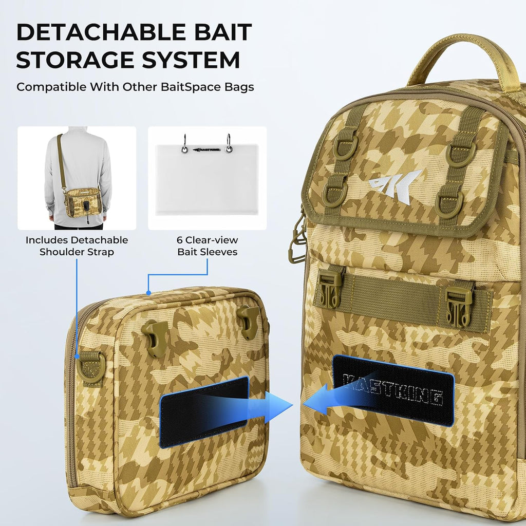 KastKing BaitSpace Fishing Sling Bag, Fishing Backpack with Rod Holder