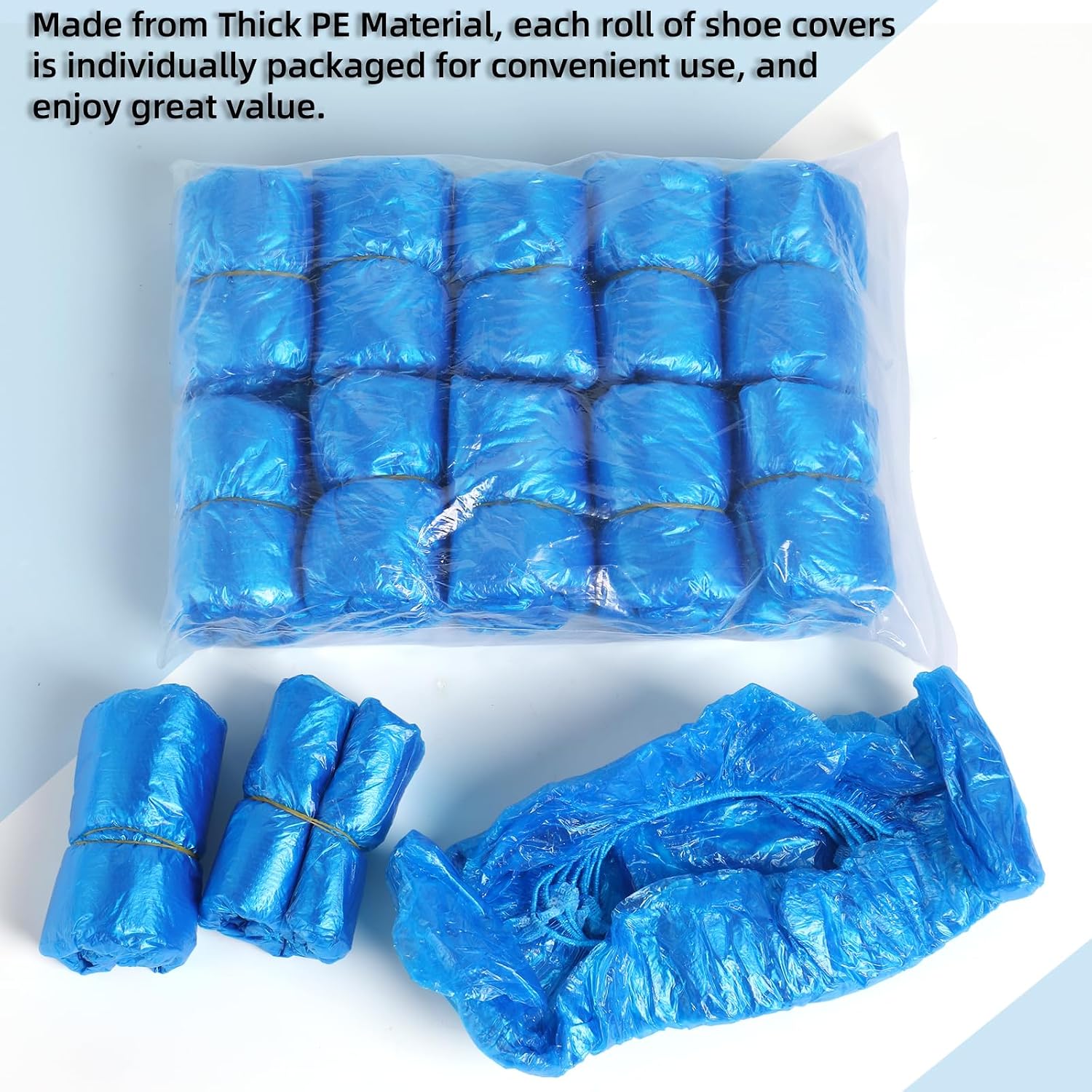 LYSHIYI 200 Pcs Shoe Covers Disposable Non Slip, Waterproof Shoe Covers Disposable for Indoors, 15-20'' Adjustable Size Boot Covers for US 6 to 14 Size
