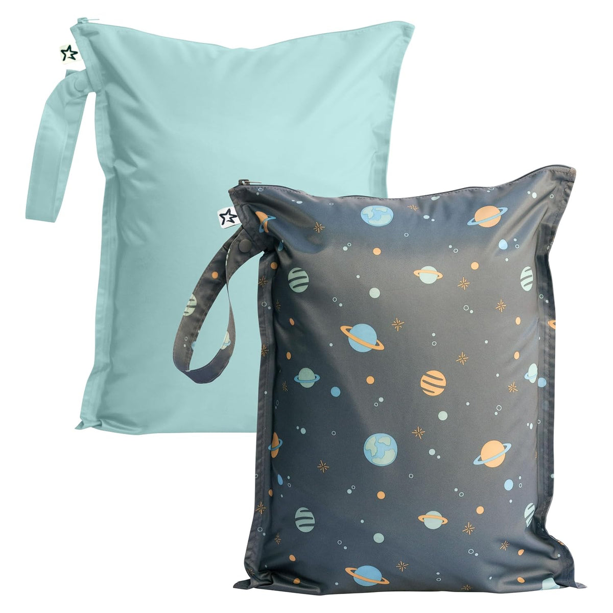 Tiny Twinkle Mess Proof Wet Bags | 1-Pack Reusable Waterproof Wet Bags for Swimsuits | Baby Clothes | Travel & Diaper Bag (Space)