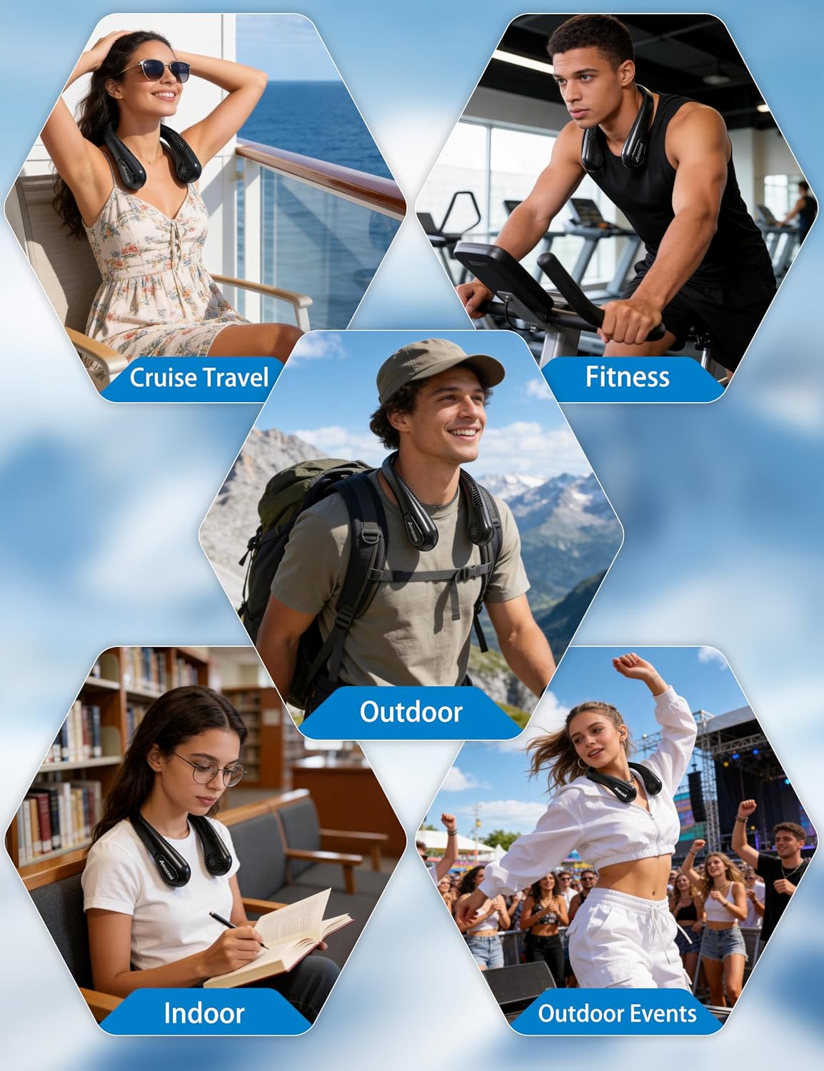AMACOOL Bladeless Neck Fan, Mothers Day Gifts for Mom, Gifts for Fathers Day Dad Husband, Rechargeable Wearable Fan for Men Women Hot Flashes Relief Travel Outdoor Sports Golf Cruise Essentials 2026