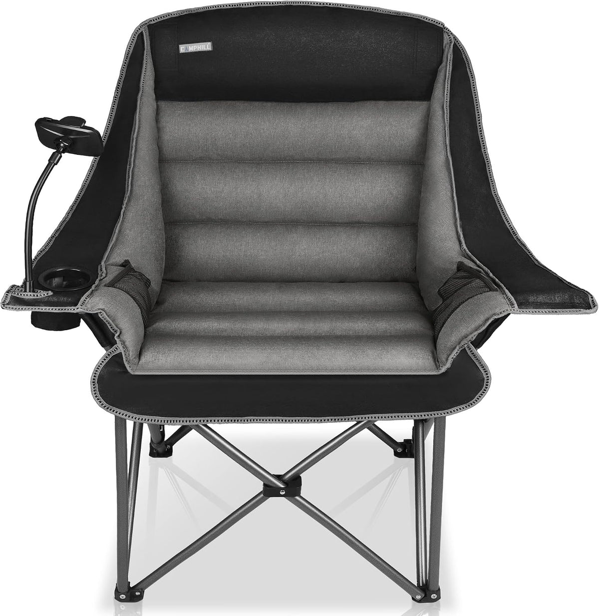 Camping Chairs for Adults-Oversized Extra Large Lawn Chair,Folding Comfy Padded Chair w/Phone Holder,Side Pocket,Cup Holder for Outdoor,Wide&Thick,Heavy Duty 400Lbs,Blue