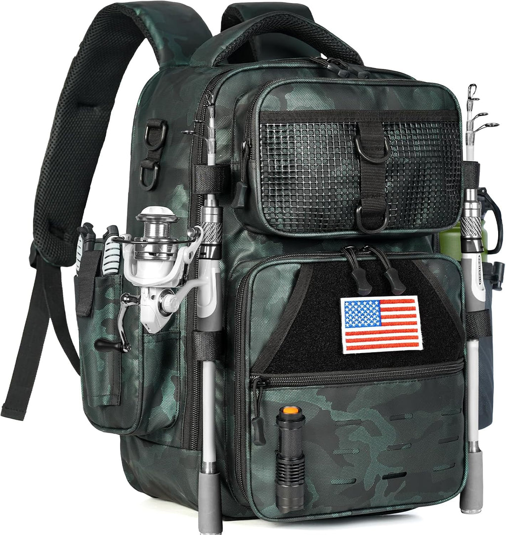 Ghosthorn Fishing Backpack with Rod Holder, Tackle Storage Bag Lightweight