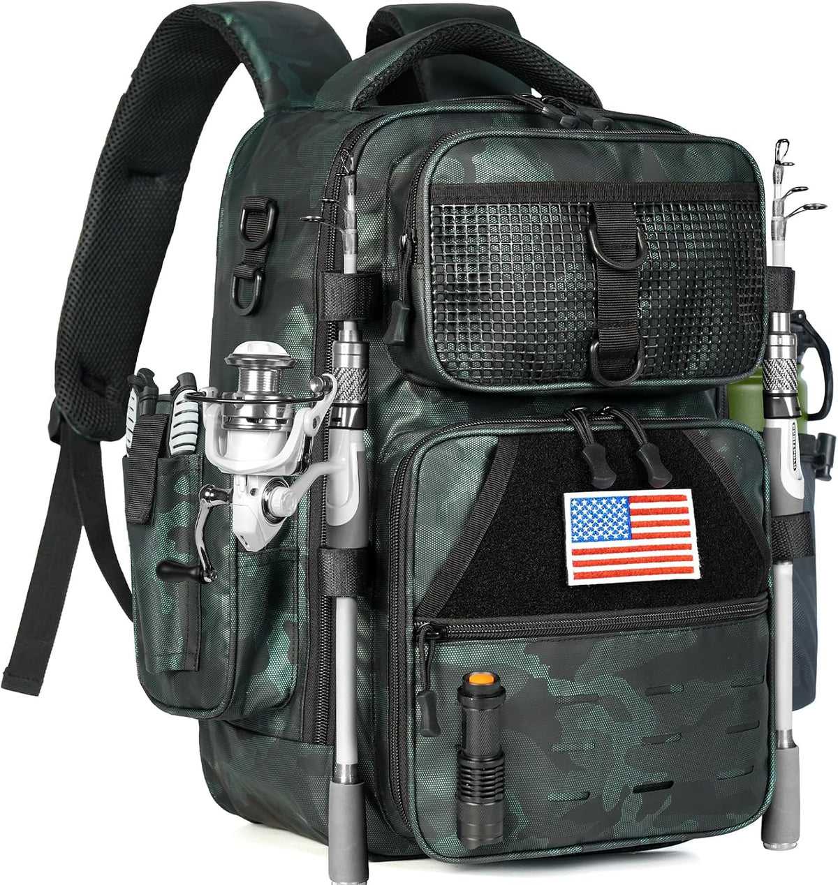 Ghosthorn Fishing Backpack with Rod Holder, Tackle Storage Bag Lightweight