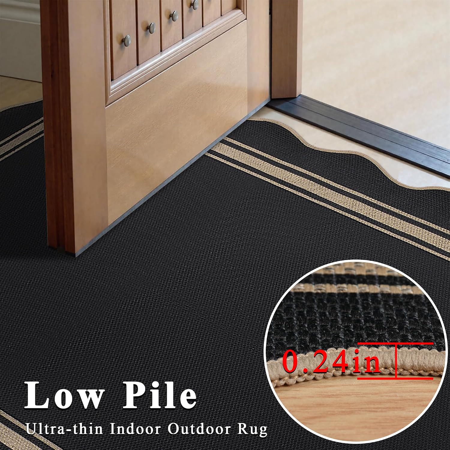 Scalloped Easy Jute 3x5 Outdoor Rug Entryway Rug for Porch Front Door