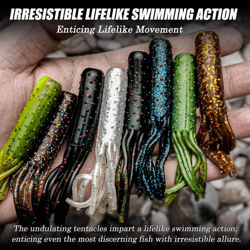 Tube Lures Jig Heads Hooks Tube Baits Worms for Bass Fishing