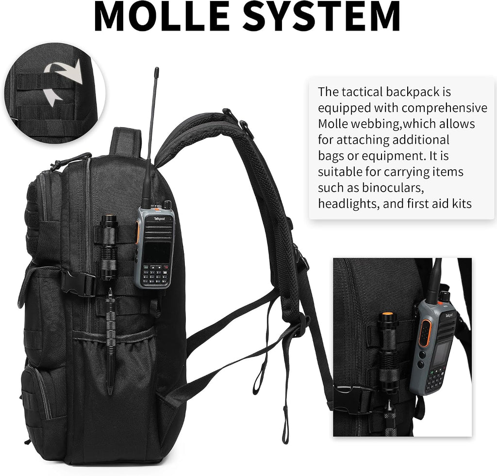 Wotony Tactical Backpack - Military waterproof backpack with multiple pockets and tactical gear for the outdoors (Gray Maple Leaf, 25L)