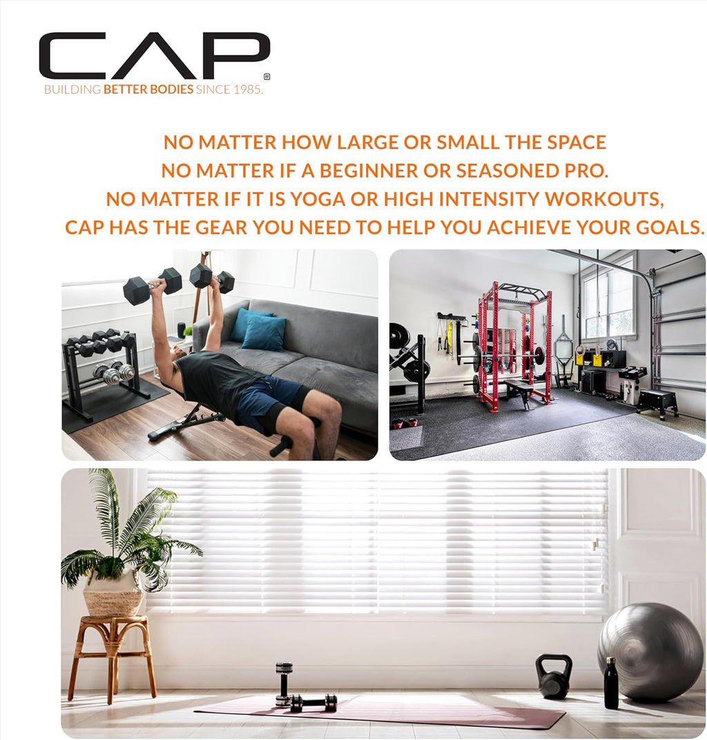 CAP Barbell Folding Exercise Mat – Durable, Anti-Tear, Thick Padding for Fitness, Aerobics, Gymnastics & Home Workouts. 72"L x 24"W x 2"Thick. BLACK