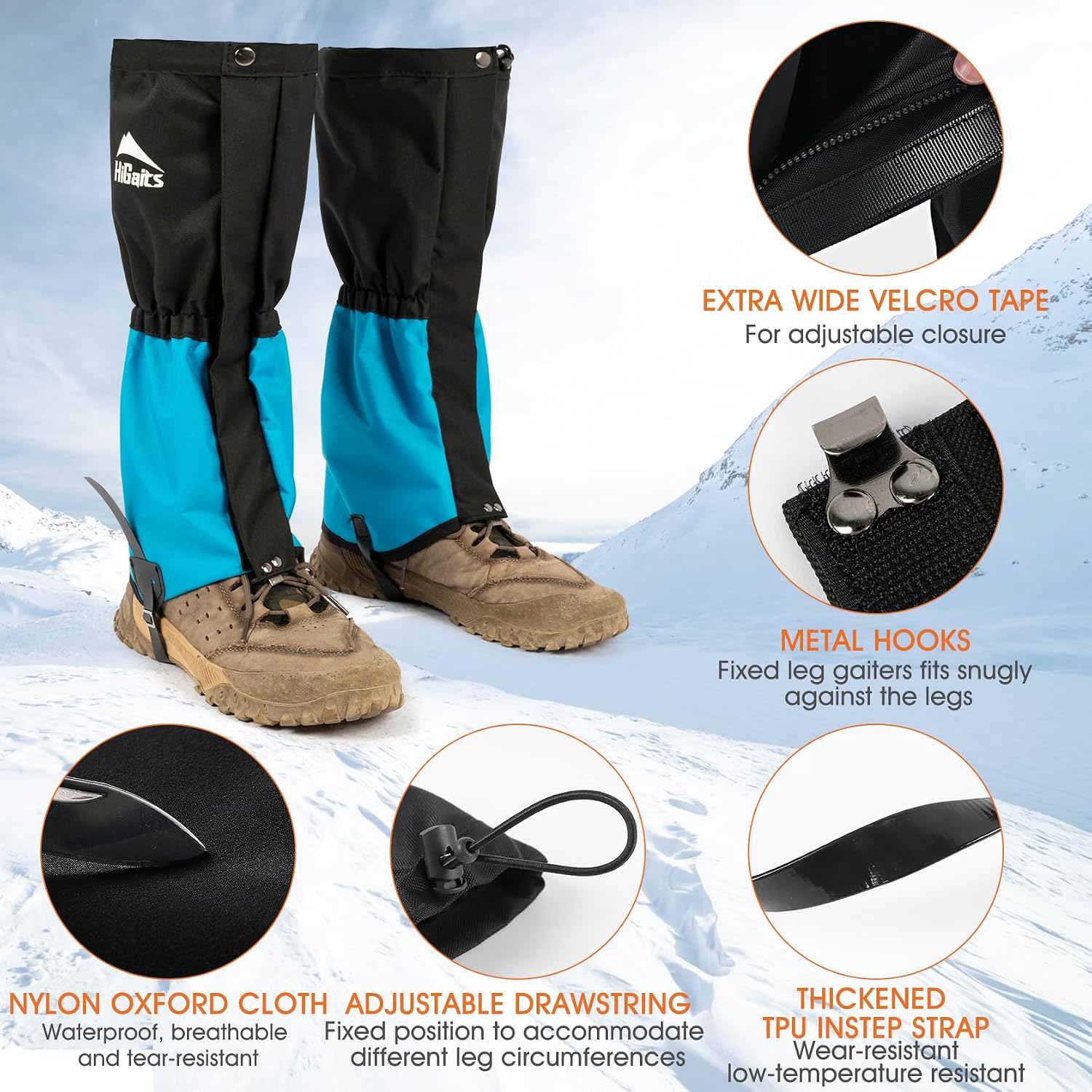 Leg Gaiters for Men Women Waterproof Gaiters for Hiking Snow Boot Gaiters