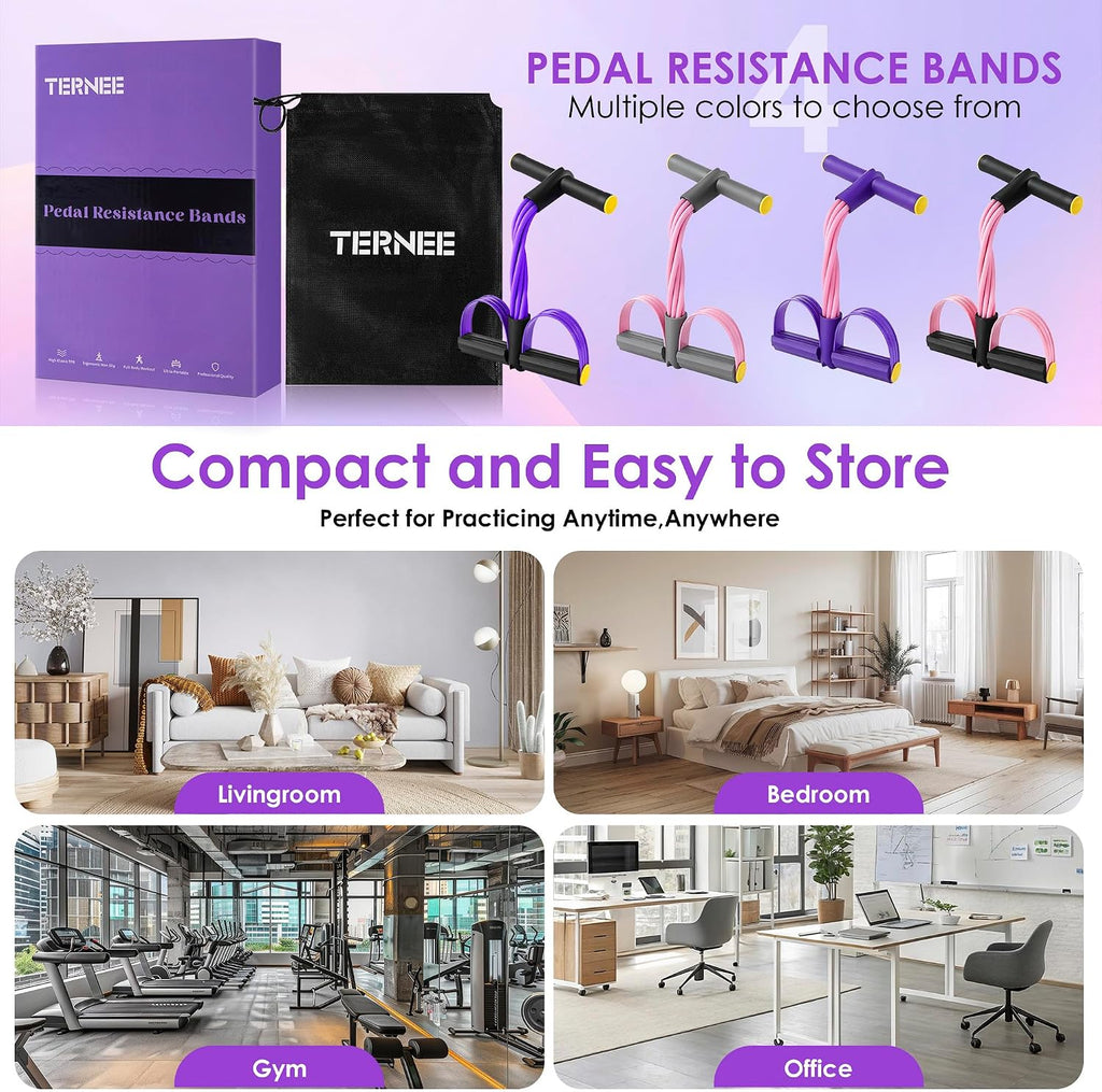 Pedal Resistance Band with Handle, Foot Pedal Resistance Band for Women, Multifunction Exercise Bands for Home Gym Full Body & Working Out