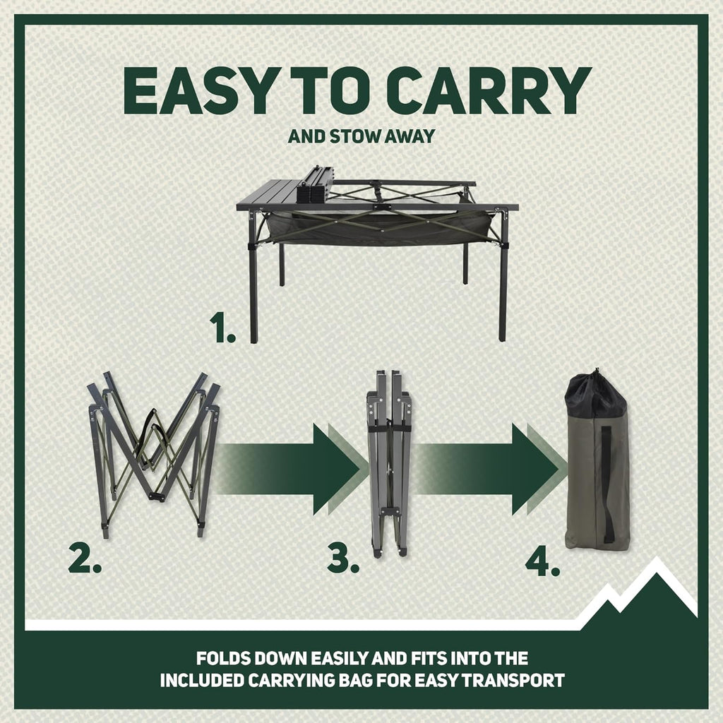 OUTSIDER Portable Aluminum Roll-Up Camping Table