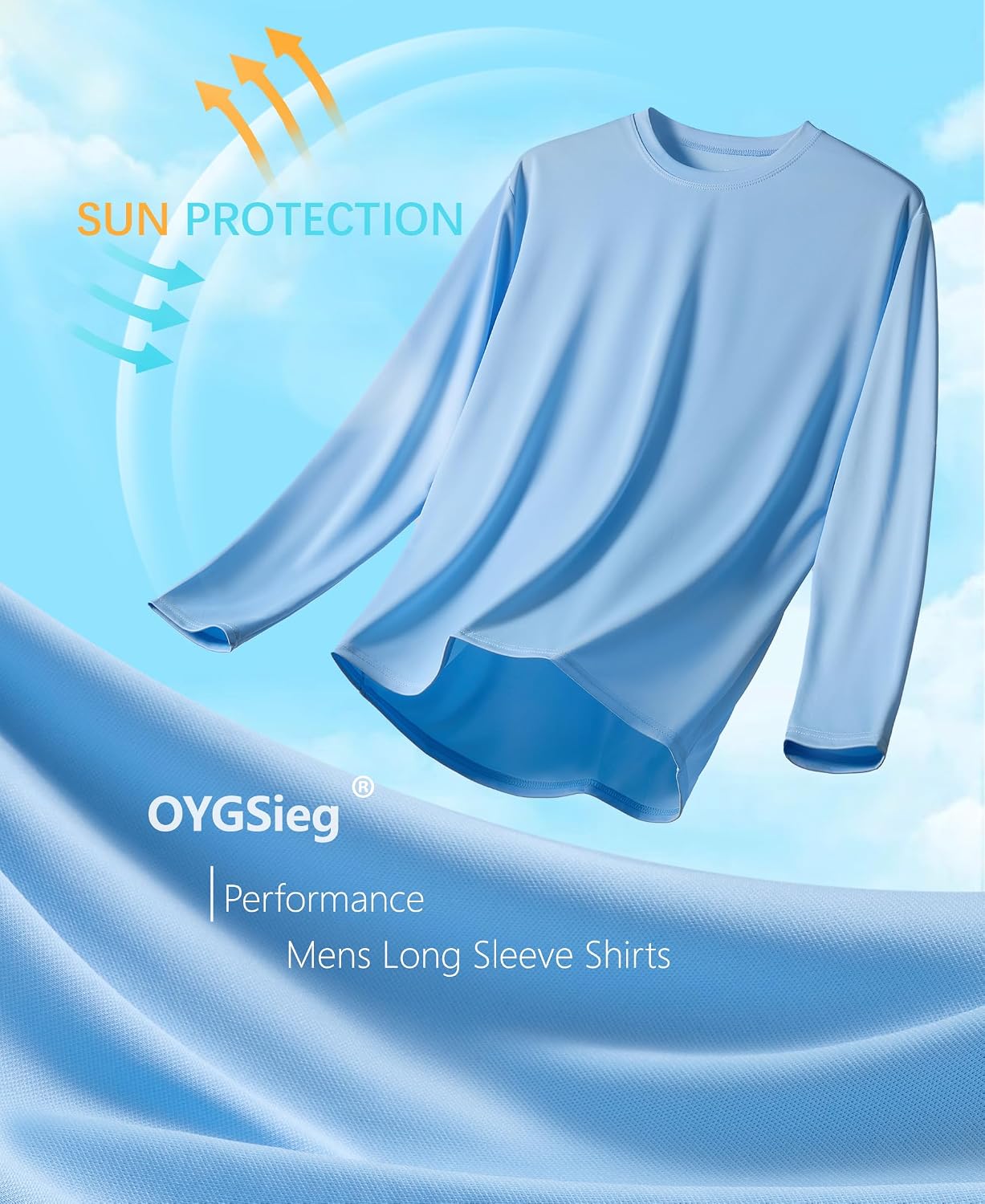 OYGSieg 6 Pack Long Shirts for Men Quick Dry Sun Protection Tee Shirts | Quick dry, Breathable, Moisture wicking, UPF, UV Protection, Lightweight for Daily Work and Outdoor Athletic Wear