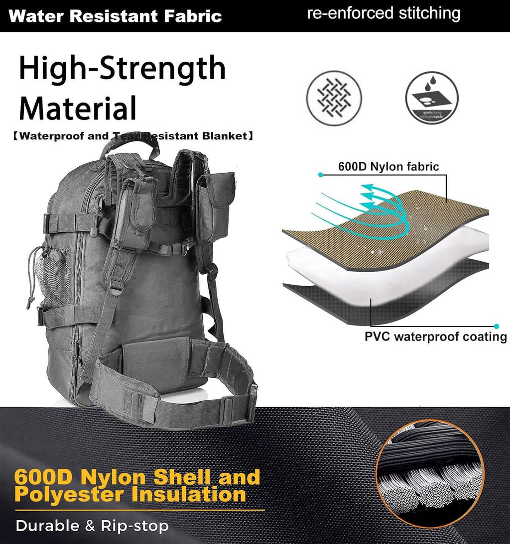Miramrax Tactical Backpack Military Army Daypack - Assault Pack for Men Molle Backpacks Bug Out Bag 3 Day Pack for Hiking Camping Travel Hunting Rucksack Trekking Grey
