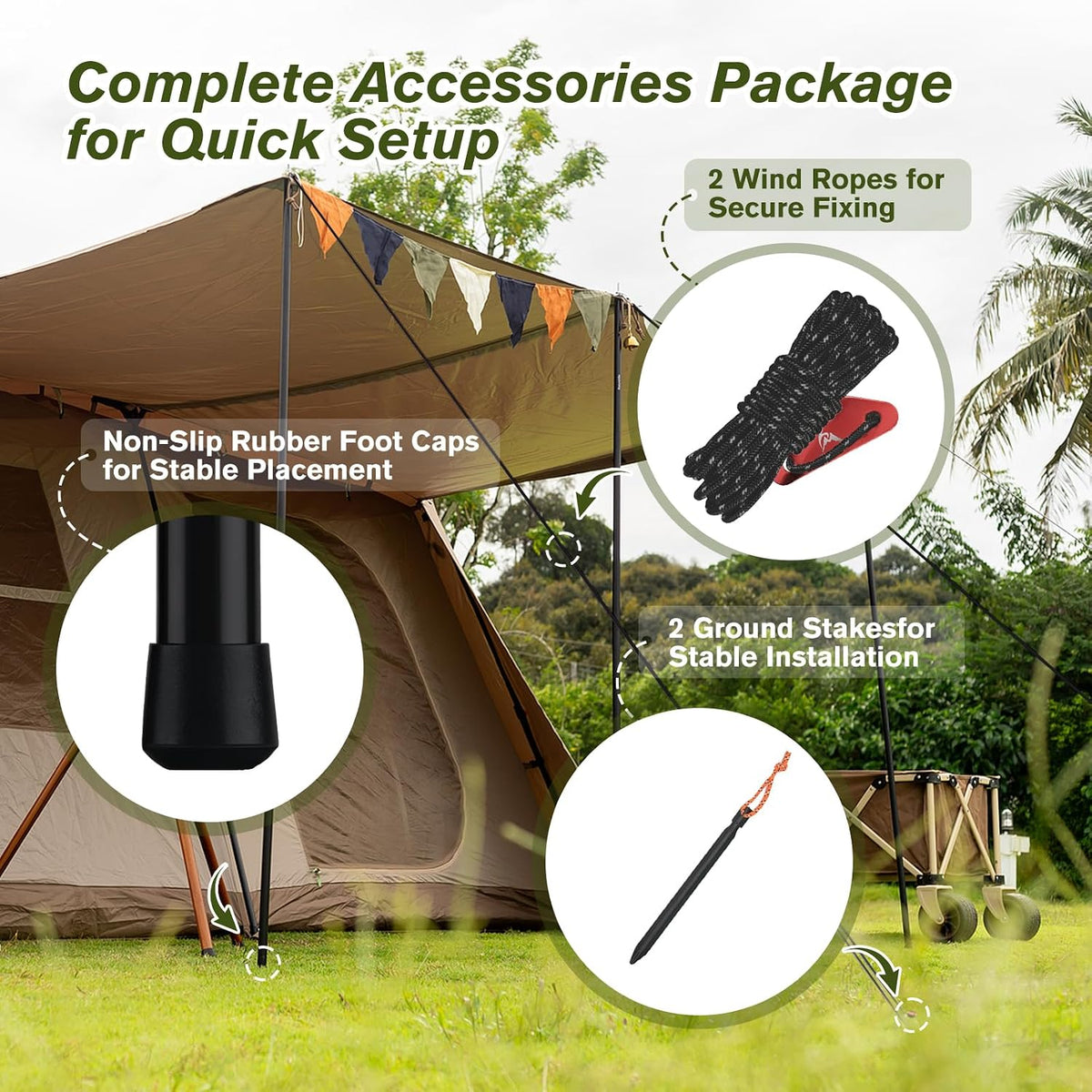 2-Pack Tarp Poles, Aluminum Telescoping Poles 78" for Camping Canopy & Tarp