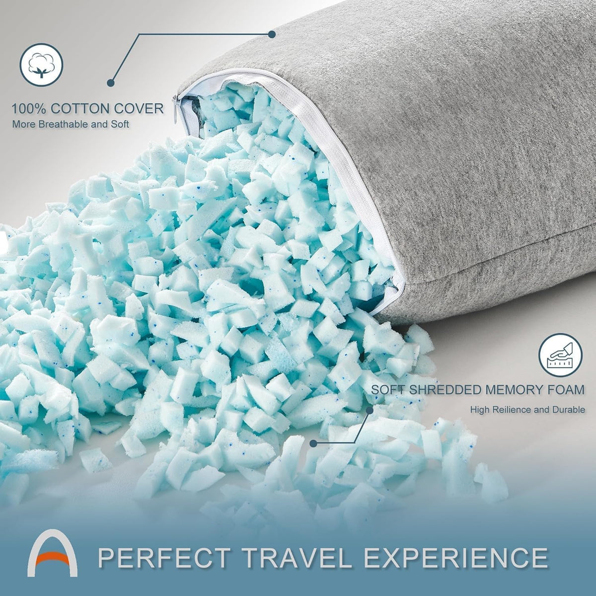 ACCURATEX Camping Pillow, Shredded Memory Foam Compressible Travel Pillow