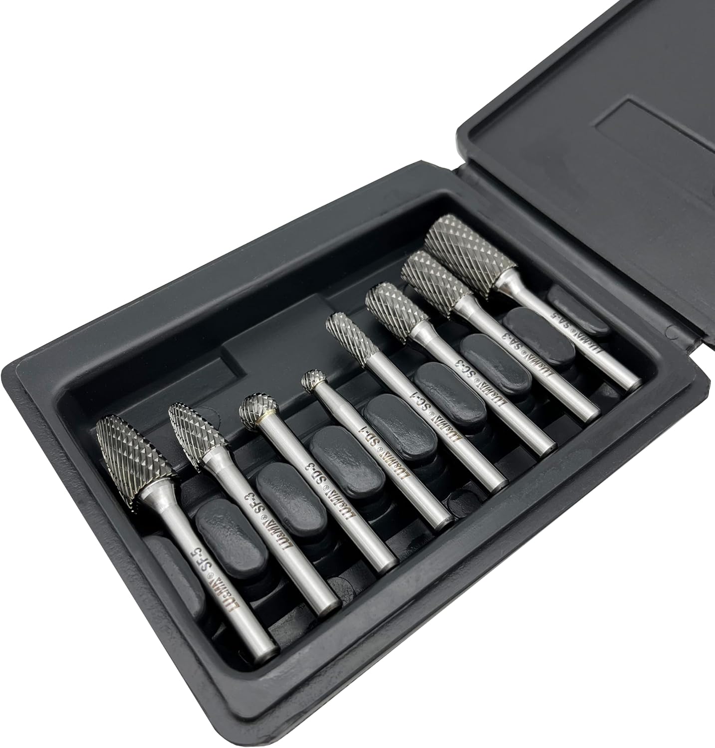 LU&MN Tungsten Carbide Burr Set, 1/4" Shank, 8 Pcs