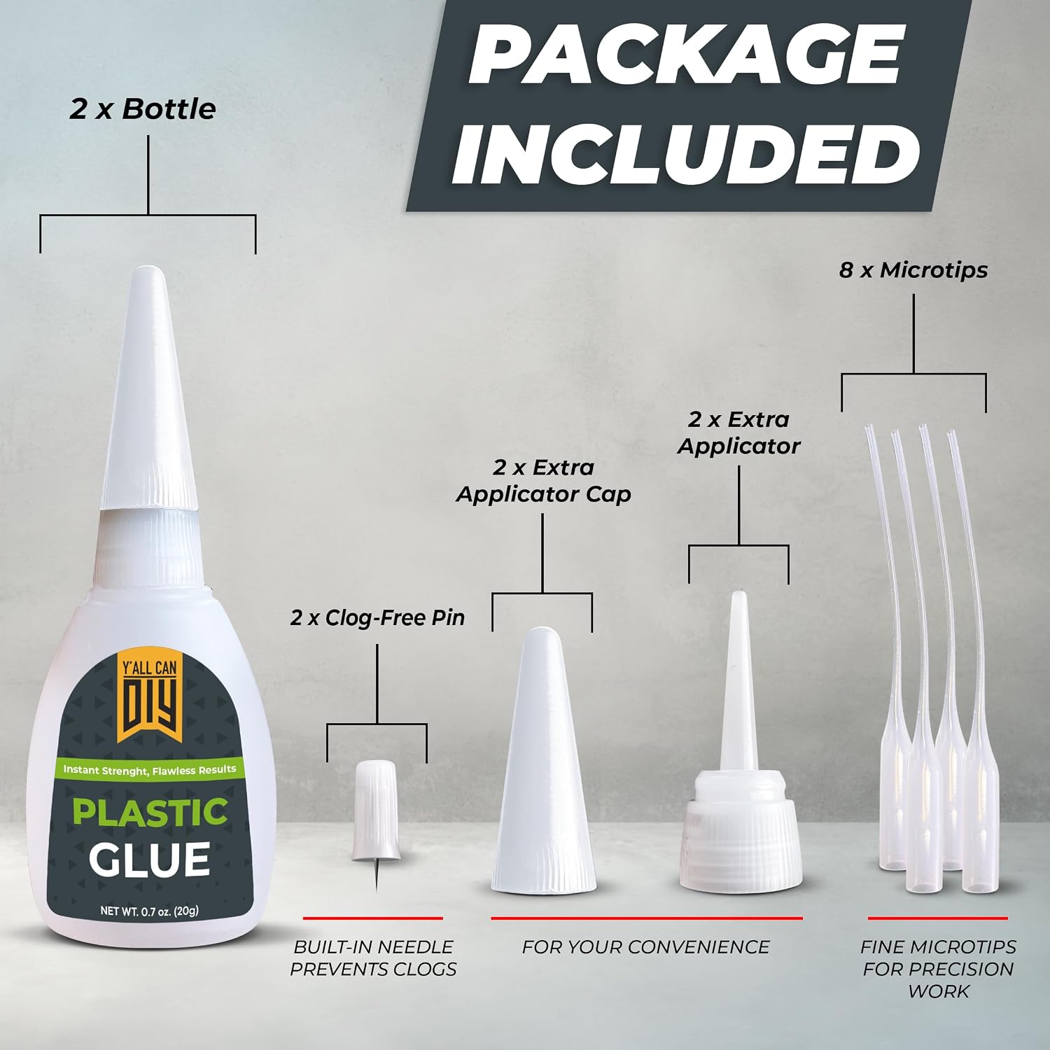 Plastic Glue for Models, Miniatures, Legos, PLA & 3D Printing Repair – Fast Setting Heavy Duty Strong Super Glue for Plastic 20g (2 Pack)