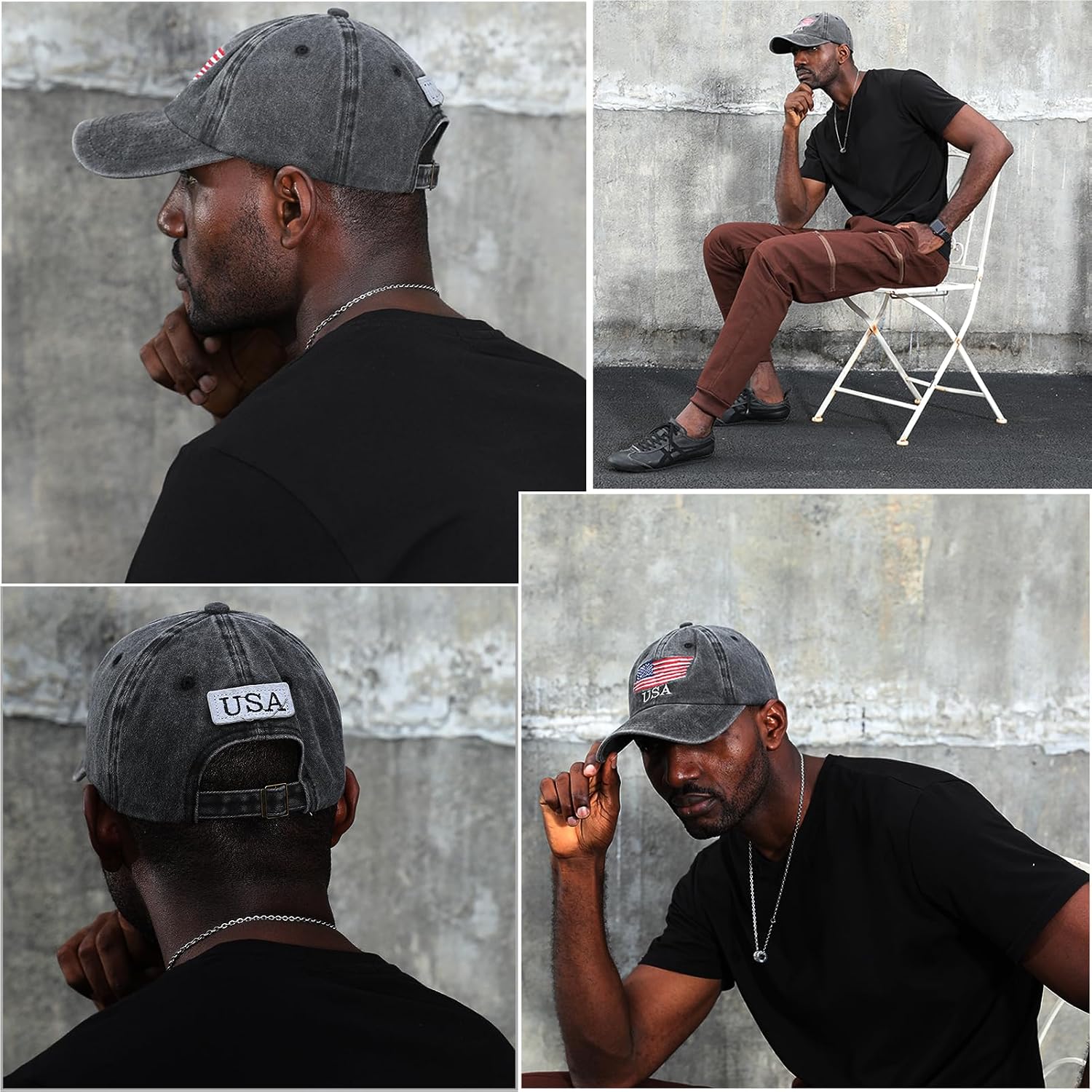 Washed American Flag Baseball Cap Adjustable Sun Dad Gift Hats for Unisex