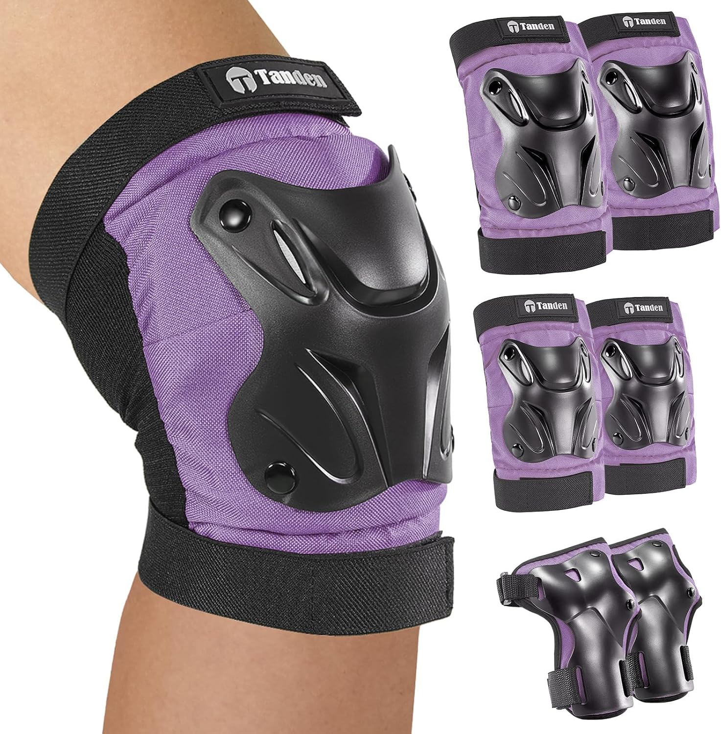 Tanden Skating Protective Gear Knee and Elbow Pads Wrist Guards for Roller Skating Skateboarding, Skate Pads Adult Knee Pads