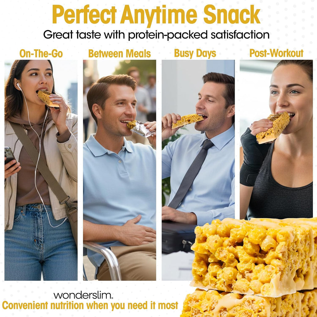 Wonderslim High Fiber Protein Bars, Low Calorie Snack – Fluffy Lemon, 7ct