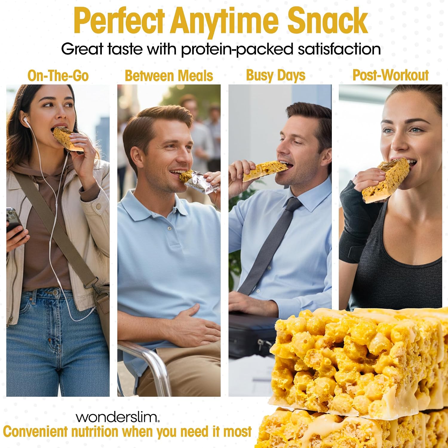 Wonderslim High Fiber Protein Bars, Low Calorie Snack – Fluffy Lemon, 7ct