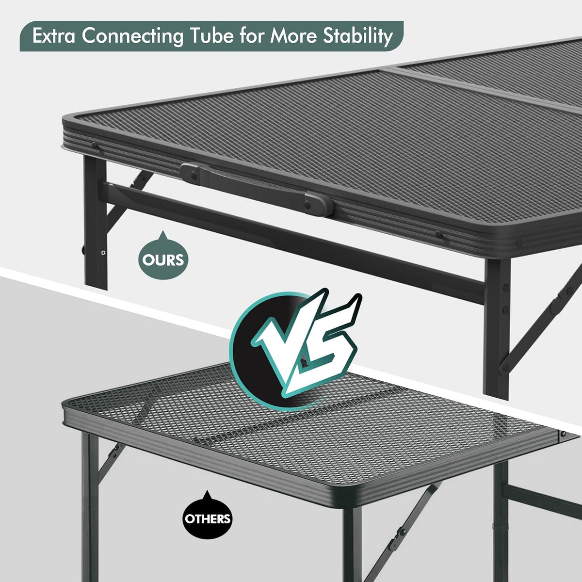 VILLEY 3ft Folding Camping Table, Aluminum Grill Table with Adjustable Legs