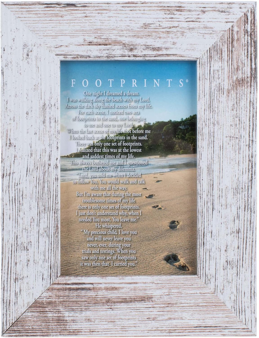 Dicksons Footprints Distressed White 9 x 7 Inch Wood Wall or Tabletop Picture Photo Frame
