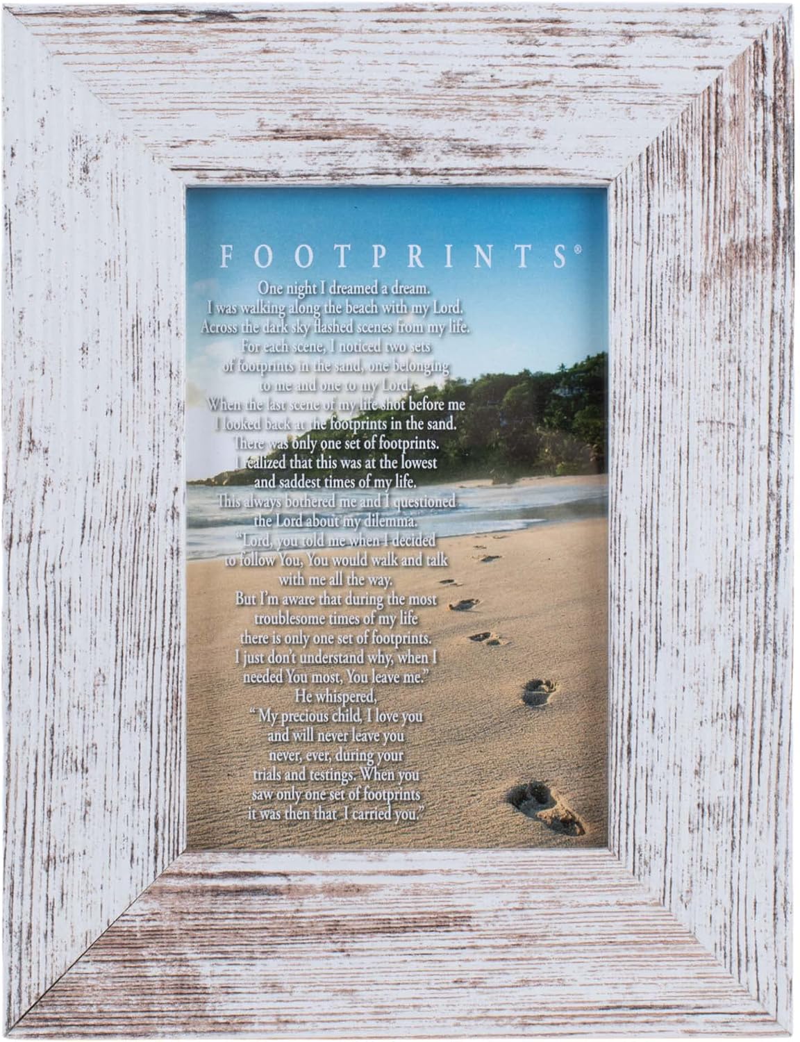 Dicksons Footprints Distressed White 9 x 7 Inch Wood Wall or Tabletop Picture Photo Frame