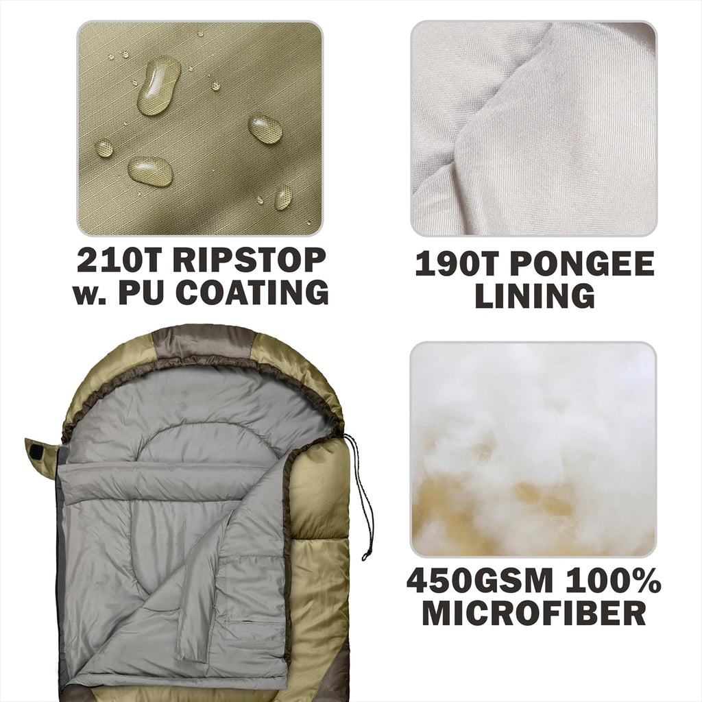0 Degree Winter Sleeping Bags for Adults, Cold Weather Camping