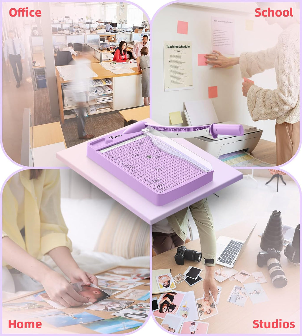 Firbon 12 Inch Guillotine Paper Cutter, Heavy Duty Paper Trimmer, Purple