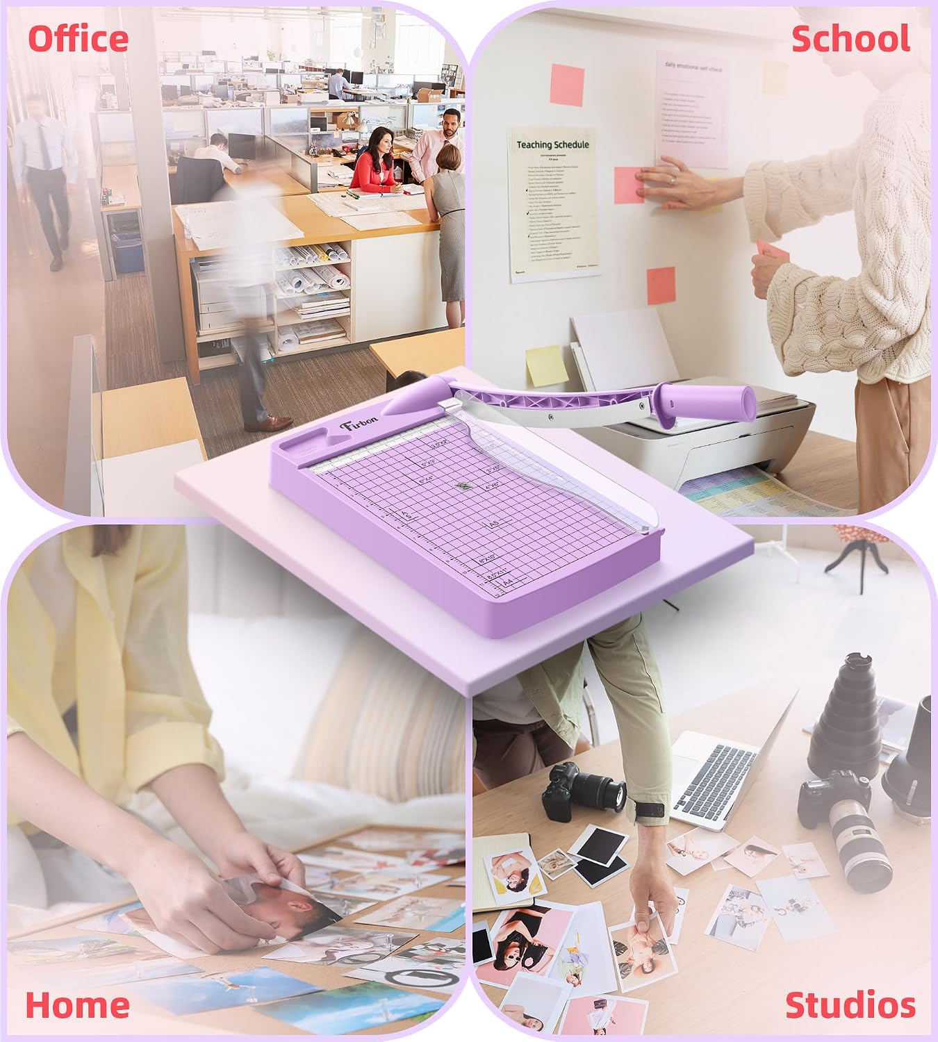 Firbon 12 Inch Guillotine Paper Cutter, Heavy Duty Paper Trimmer, Purple