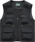 Men's Utility Fishing Cargo Vest Outdoor Lightweight Safari Travel Photo Vest Hiking Waistcoat With Multi Pockets