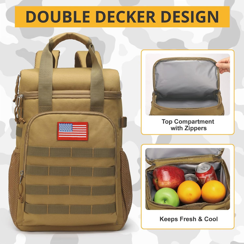 Tactical Backpack Cooler,25L Lunch Ice Chest with Handle for Men Adult Work